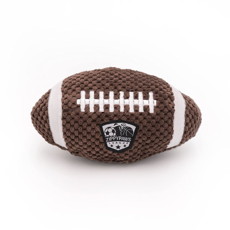 ZippyPaws SportsBallz - Dog Squeaky Toys to Keep Them Busy, Funny Plush for Small, Medium, & Large Dogs, Cute Stuffed Puppy Toy, Pet Products, Gift for All Breeds, Interactive Squeaker - Football - Image 1